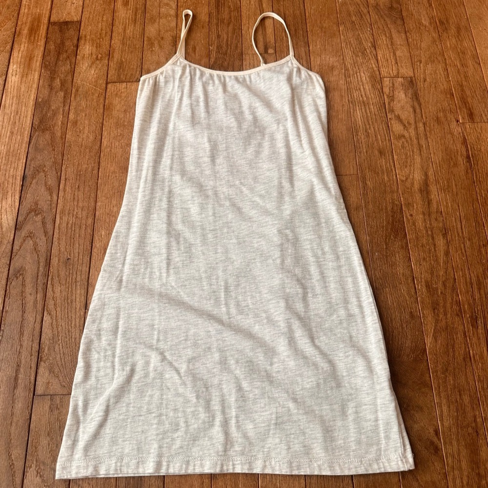 Y2K Active Basic Cami Tank Mini Dress Womens M Cotton Blend Heather Gray Modern
